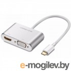 UGREEN USB-C to HDMI + VGA Adapter with PD CM162 (50505) (Silver)